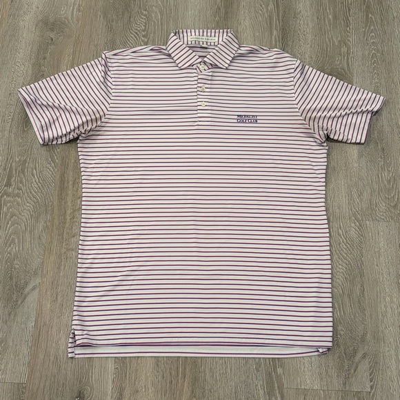 Holderness & Bourne Sutton Polo Shirt Mens Large White Stripe Medalist Golf Club - Picture 2 of 9